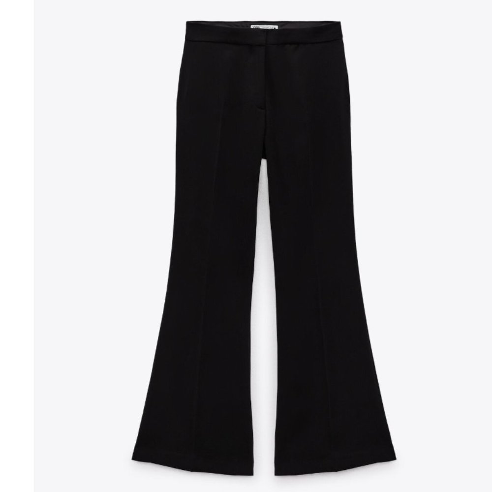 Zara Black Flare Flowy Pants Trousers